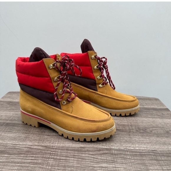 ANTHROPOLOGY CECILIA NY TILDEN woman tan luxury work boot with colorful top 9M - Picture 2 of 13